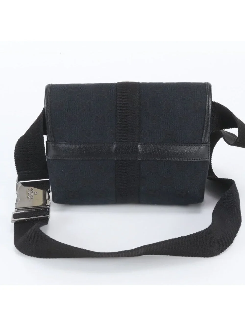 Gucci GG Canvas Leather 2-Way Belt Bag Crossbody Body Waist Pouch